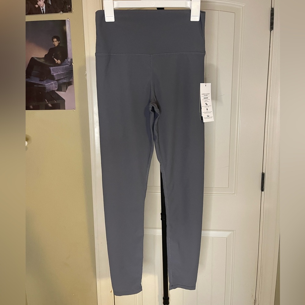Glyder Charcoal Ribbed Leggings Large NWT